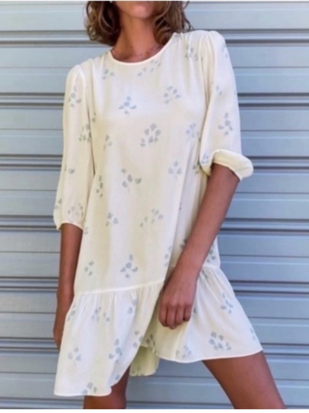 Aritzia Wilfred Lambrusco Dress White Blue Floral